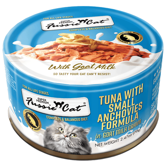 Fussie Cat Can Tuna/Small Anchovies/Goat Milk 2.47oz