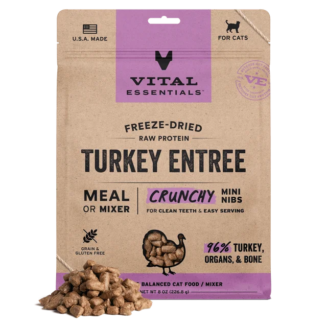 Vital Essentials Cat Food FD Mini Nibs Turkey 12 oz