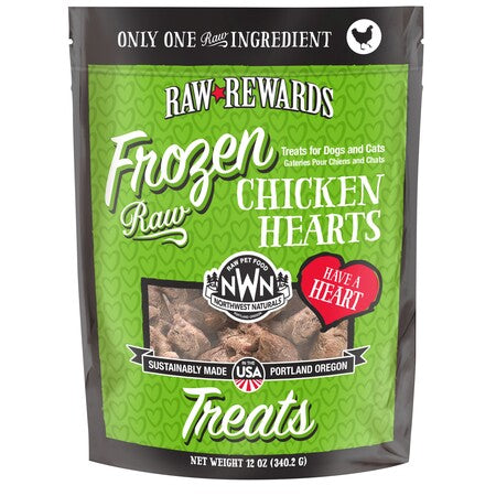 Northwest Naturals Dog Treat Frozen Chicken Heart 12 oz