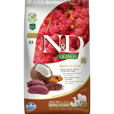 Farmina Dog Dry GF QUINOA Skin & Coat Venison Medium & Maxi 5.5#