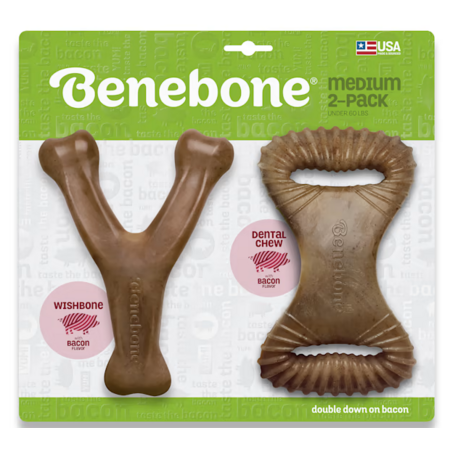 Benebone Wishbone/Dental Bacon Medium 2pk