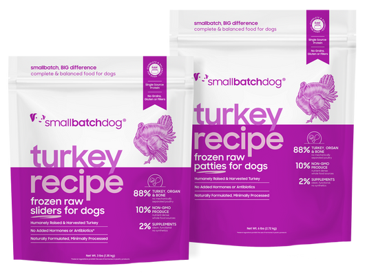 Small Batch Dog Turkey Batch Sliders Raw Frozen Dog Food, 3-lb