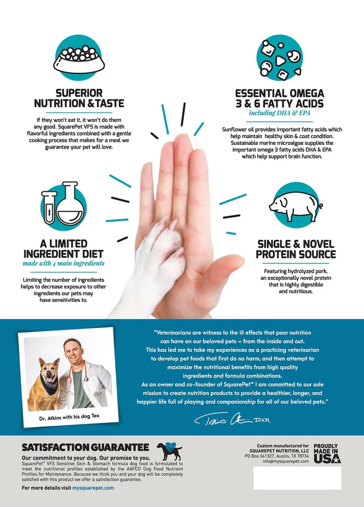 SquarePet VFS Skin & Digestive Support Formula Dry Dog Food, 4.4-lb